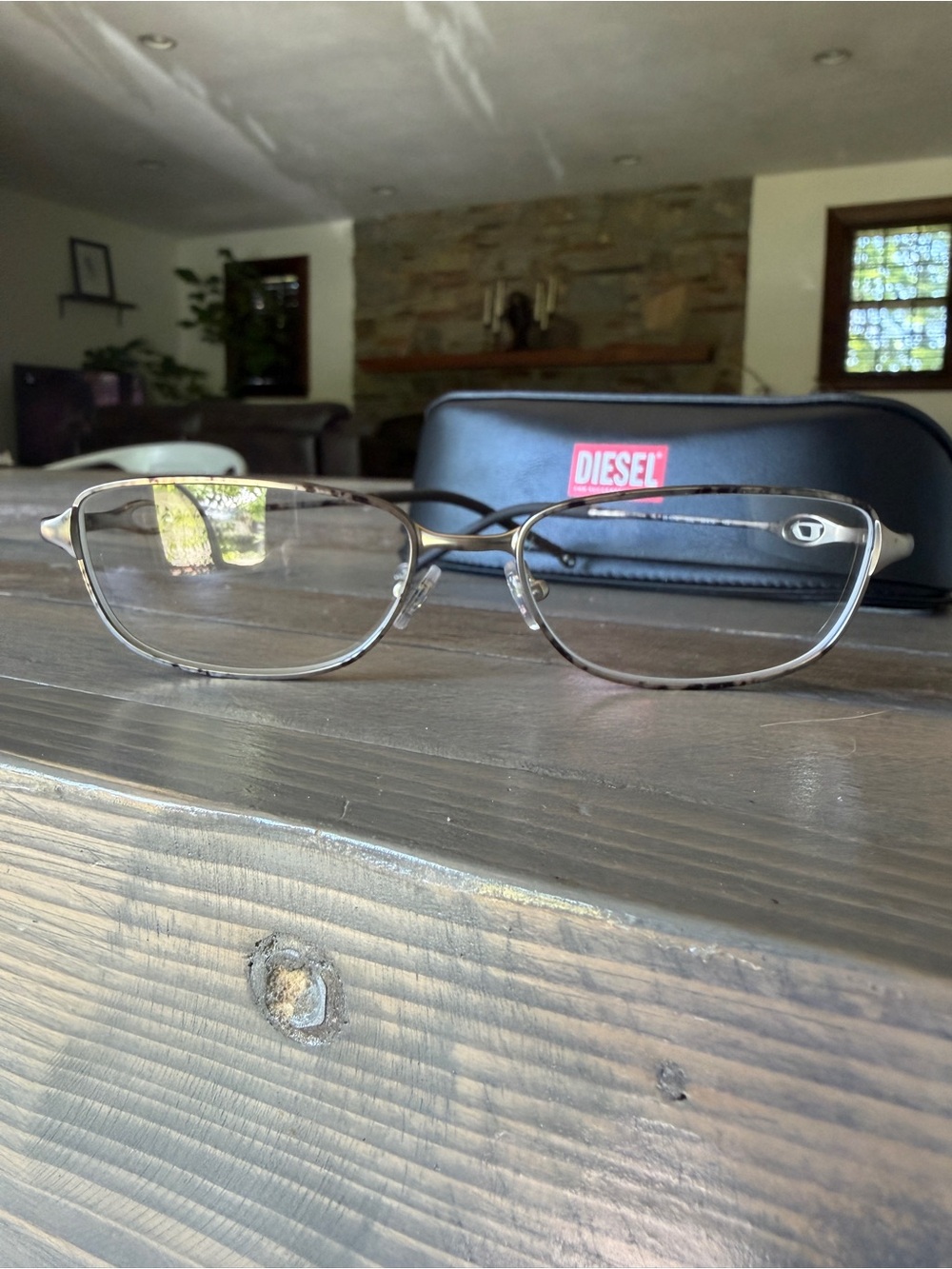 Diesel Men's Metal Rim Eyeglasses in Silver and Black